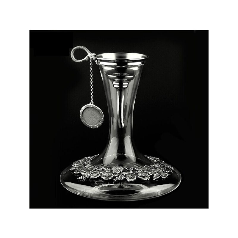皇家梵诗水晶镶锡红酒醒酒器透明玻璃锡器酒具精致容器